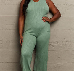 HEYSON Don't Get It Twisted Full Size Rib Knit Jumpsuit