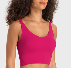 Deep V-Neck Crop Sports Bra