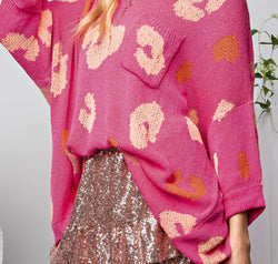 Graphic Batwing Sleeve Round Neck Sweater