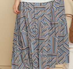Plus Size Geometric Pleated Skirt