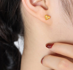 Titanium Steel Zircon Heart Stud Earrings