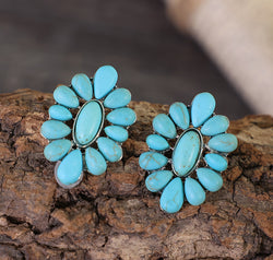 Flower Shape Artificial Turquoise Earrings