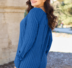 Basic Bae Full Size Ribbed Round Neck Long Sleeve Knit Top