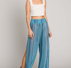 Cotton Bleu by Nu Label Striped Smocked Cover Up Pants