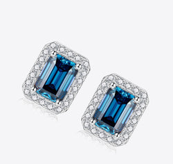 2 Carat Moissanite Stud Earrings in Indigo