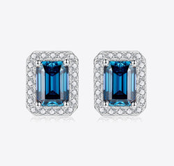 2 Carat Moissanite Stud Earrings in Indigo