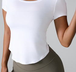 Cutout Round Neck Short Sleeve Active T-Shirt