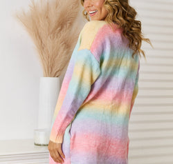 Full Size Gradient Open Front Cardigan