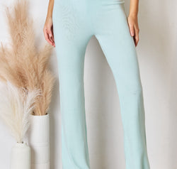 RISEN Full Size High Waist Ultra Soft Knit Flare Pants