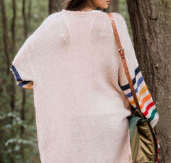 Striped Open Front Long Sleeve Cardigan