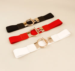 Circle Shape Buckle Zinc Alloy Buckle PU Leather Belt