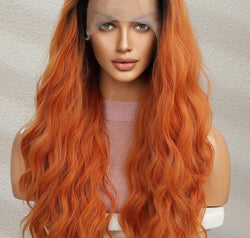 13*2" Lace Front Wigs Synthetic Long Wave 24" 150% Density