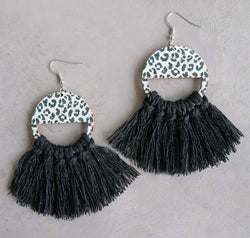 Tassel Detail Leopard Drop Earrings