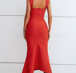 Ruched Sweetheart Neck Hem Detail Dress