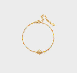 Lotus Shape 18K Gold-Plated Bead Bracelet