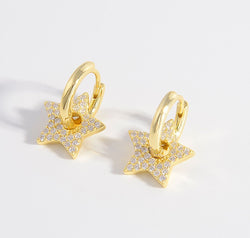 925 Sterling Silver Zircon Star Earrings