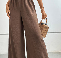 Wide Waistband Relax Fit Long Pants