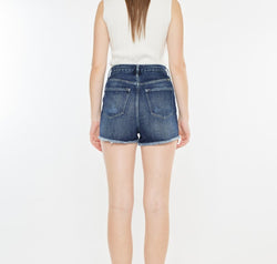 Kancan Raw Hem Button Fly Denim Shorts
