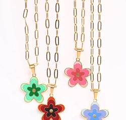 Flower Pendant Stainless Steel Necklace
