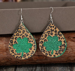 Leopard Hollowed Leather Teardrop Earrings