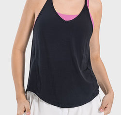 Slit Spaghetti Strap Scoop Neck Active Cami