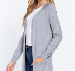 ACTIVE BASIC Open Front Long Sleeve Cardigan