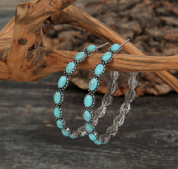 Artificial Turquoise C-Hoop Earrings