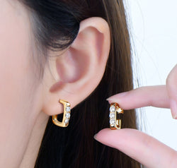 Moissanite 925 Sterling Silver Geometrical Huggie Earrings