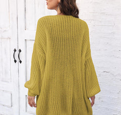 Open Front Dropped Shoulder Longline Cardigan