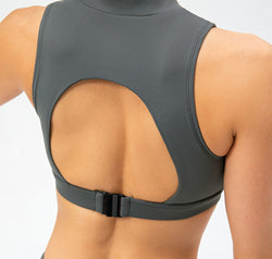 Full Size Cropped Cutout Back Zipper Front Active Tank Top