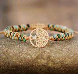 Handmade Tree Shape Beaded Copper Bracelet