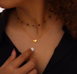 Titanium Steel Section Crystal Double-Layered Necklace