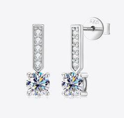Moissanite and Zircon 925 Sterling Silver Drop Earrings