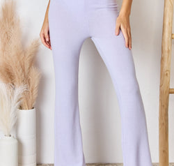RISEN Full Size High Waist Ultra Soft Knit Flare Pants