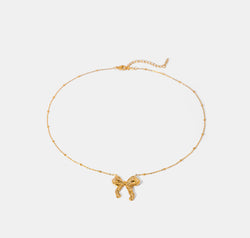Stainless Steel Bow Pendant Necklace