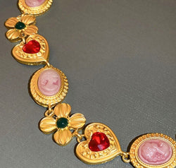 Copper Inlaid Rhinestone Necklace