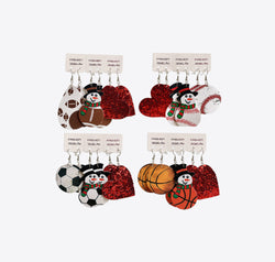 Snowman, Ball, and Heart Earrings Set