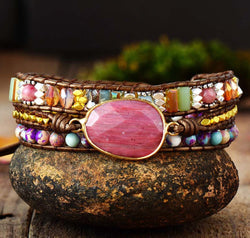 Handmade Crystal Beaded Natural Stone Bracelet