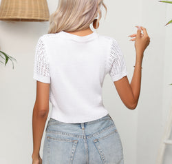 Round Neck Short Sleeve Knit Top