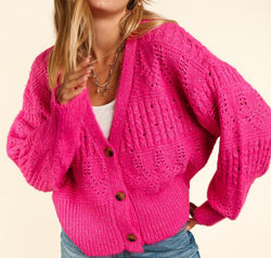 Haptics Full Size Button Down Crop Long Sleeve Cardigan