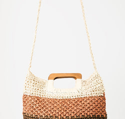 Fame Color Block Double-Use Braided Tote Bag