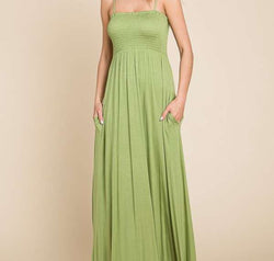 Culture Code Full Size Smocked Cami Maxi Dress with Pockets