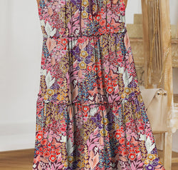 Floral Frill Trim Tiered Maxi Skirt