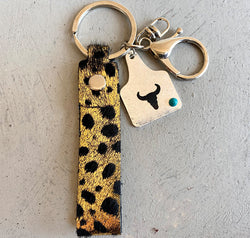 Genuine Leather Alloy Keychain
