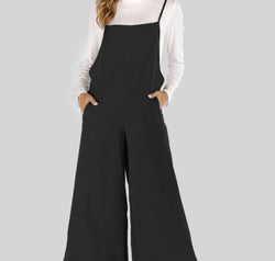 Full Size Cropped Wide Leg Overalls with Pockets