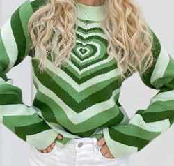 Heart Mock Neck Long Sleeve Sweater