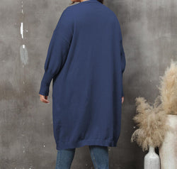 Plus Size Long Sleeve Pocketed Cardigan