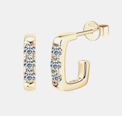 Moissanite 925 Sterling Silver Geometrical Huggie Earrings