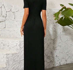 Surplice Short Sleeve Maxi Dress