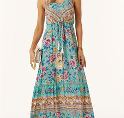 Printed Scoop Neck Midi Cami Dress